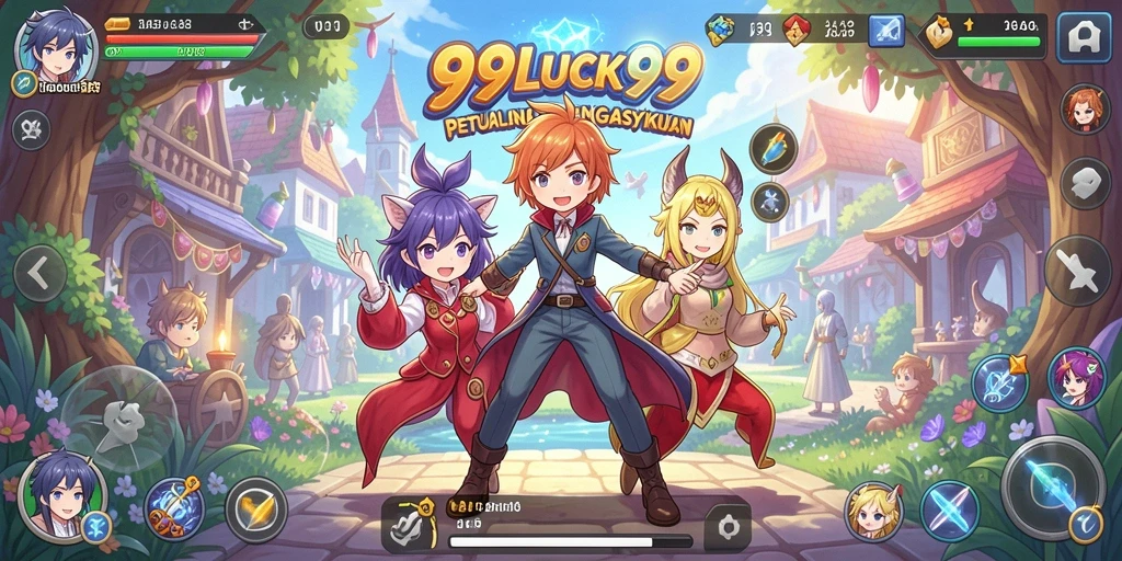Gameplay 99LUCK99 menampilkan karakter anime dalam pertarungan epik.