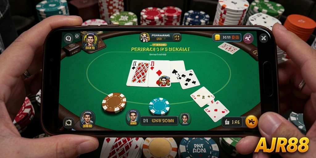 Tampilan gameplay poker yang menarik dan interaktif di AJR88.