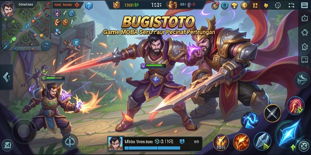 Tangkapan layar menampilkan aksi seru di dalam game MOBA BUGISTOTO.