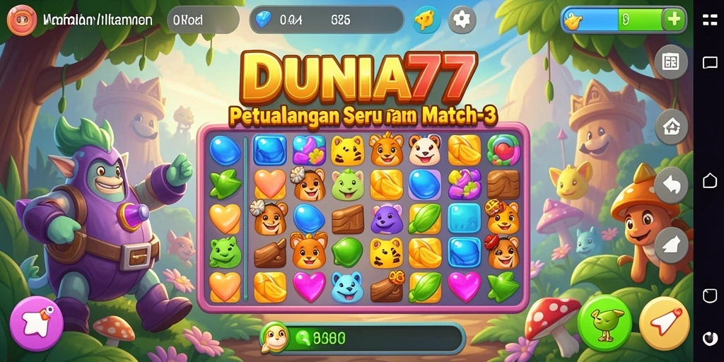 Screenshot gameplay DUNIA77 yang menunjukan keseruan Match-3.