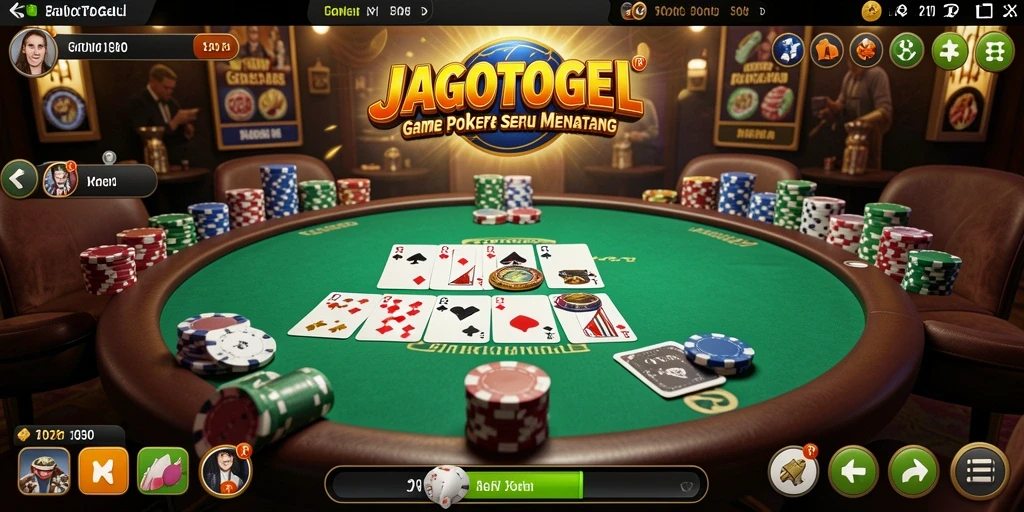 Screenshot gameplay JAGOTOGEL menampilkan aksi poker yang mendebarkan.