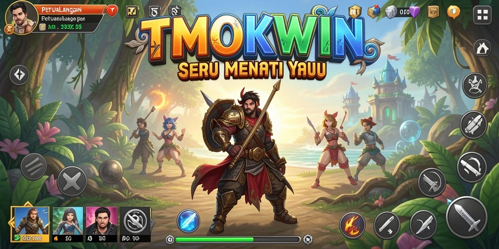 Tampilan layar gameplay TMOKWIN dengan aksi petualangan yang mendebarkan.